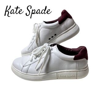 Kate Spade 'Lift' Women's White/ Burgundy Leather Sneakers - Size 7B (+COA)